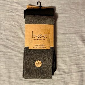 b.o.c. Fleece-Lined Footless Tights in Dark Gray and Black NWT